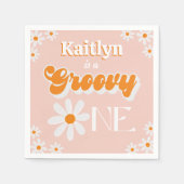 Retro Groovy Een Meisjes 1e Verjaardag Servet (Voorkant)