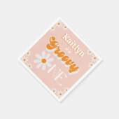 Retro Groovy Een Meisjes 1e Verjaardag Servet (Hoek)