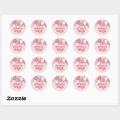 Retro Groovy Eén Roze Bloem Ronde Sticker (Vel)