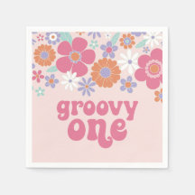 Retro Groovy Eén Roze Bloem