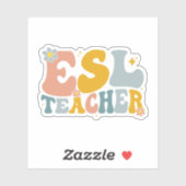 Retro Groovy ESL Leraar Waarderingscadeau Sticker (Vel)