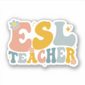 Retro Groovy ESL Leraar Waarderingscadeau Sticker (Voorkant)