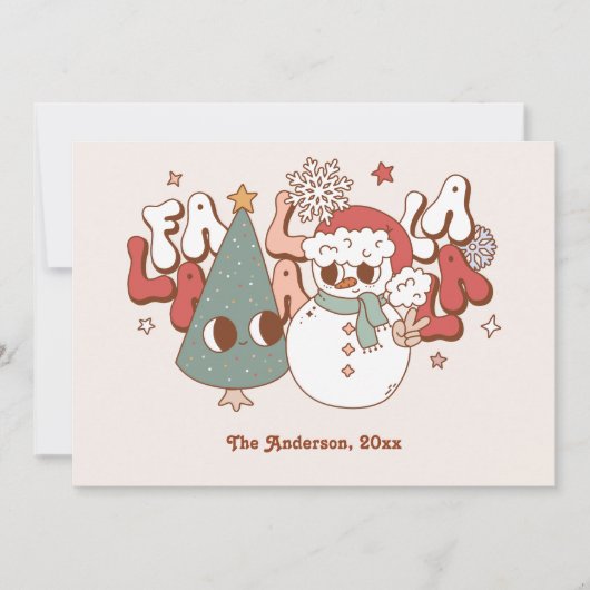 Retro Groovy Falala kerstfoto Feestdagenkaart (Voorkant)