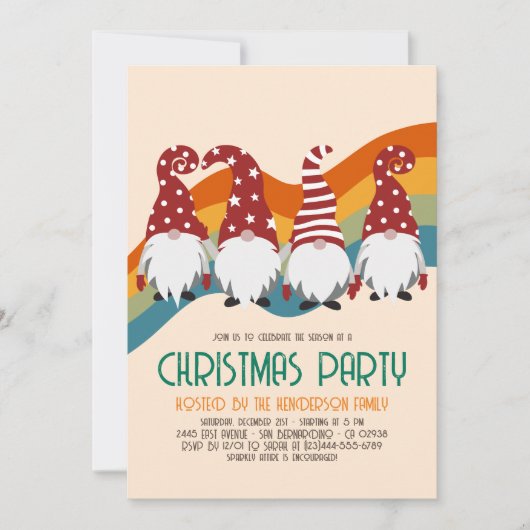 Retro Groovy-feestdag met kerstgrommes Kaart (Voorkant)