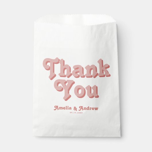 Retro Groovy Floral 1970s Bold Wedding Bedankzakje (Voorkant)