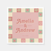 Retro Groovy Floral 1970s Huwelijk Servet (Voorkant)