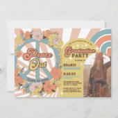 Retro Groovy Floral Arches Foto Graduation Party Kaart (Voorkant)