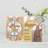 Retro Groovy Floral Arches Foto Graduation Party Kaart (Staand voorkant)