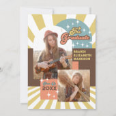 Retro Groovy Floral Arches Foto Graduation Party Kaart (Achterkant)