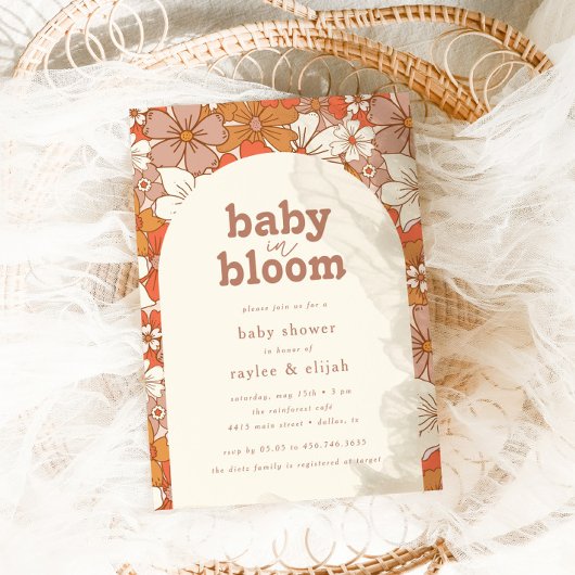 Retro Groovy Floral Baby in Bloom | Kaart