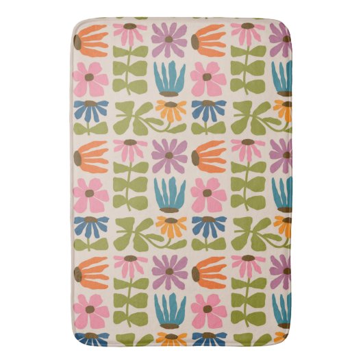 Retro Groovy Floral Badmat (Voorkant Verticaal)