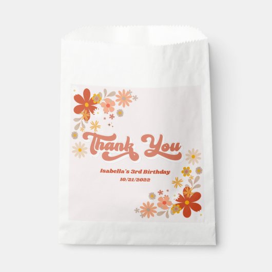 Retro Groovy Floral bedankt Bedankzakje (Voorkant)