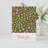 Retro Groovy Floral Birthday Bedankkaart (Staand voorkant)