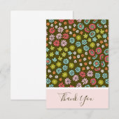 Retro Groovy Floral Birthday Bedankkaart (Voorkant / Achterkant)