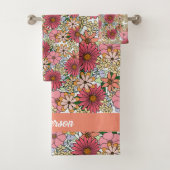 Retro Groovy Floral Daisy Boho Bad Handdoek (Insitu)