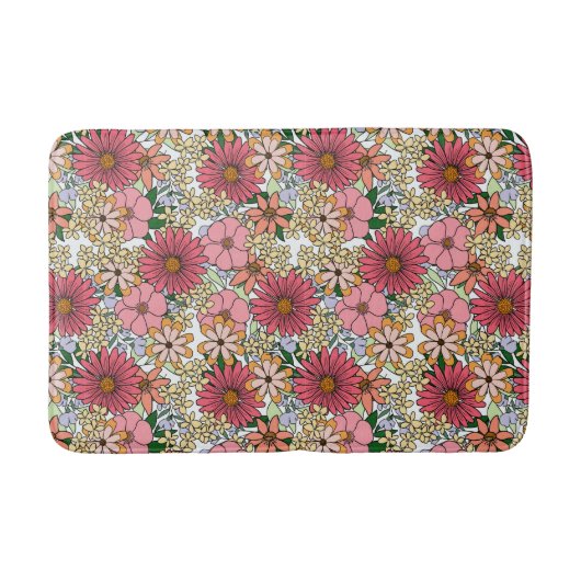 Retro Groovy Floral Daisy Boho Badmat (Voorkant)