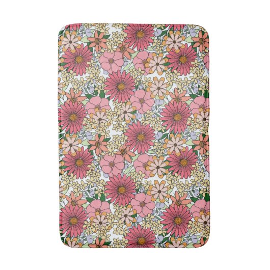 Retro Groovy Floral Daisy Boho Badmat (Voorkant Verticaal)