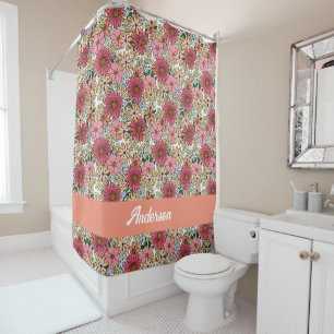 Retro Groovy Floral Daisy Boho Douchegordijn