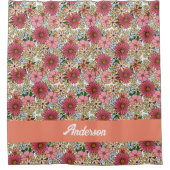 Retro Groovy Floral Daisy Boho Douchegordijn (Voorkant)
