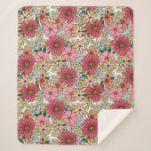 Retro Groovy Floral Daisy Boho Sherpa Deken (Voorkant)