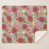 Retro Groovy Floral Daisy Boho Sherpa Deken (Voorkant (horizontaal))