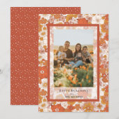 Retro Groovy Floral Kerstvakantie fotokaart Kaart (Voorkant / Achterkant)