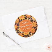 Retro Groovy  Floral Oranje geel gebruik Ronde Sticker (Envelop)