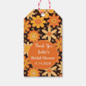 Retro Groovy Floral Oranje geel Hartelijk dank Cadeaulabel (Voorkant)