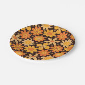 Retro Groovy Floral Patroon Geel en Oranje Papieren Bordje (Gekanteld)