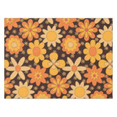 Retro Groovy Floral Patroon Geel en Oranje Tafelkleed (Voorkant (Horizontaal))