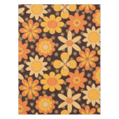 Retro Groovy Floral Patroon Geel en Oranje Tafelkleed (Voorkant)