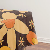 Retro Groovy Floral Patroon Geel en Oranje Tafelkleed (Voorbeeld)