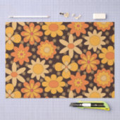 Retro Groovy Floral Patroon Geel en Oranje Tissuepapier (Craft)