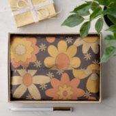 Retro Groovy Floral Patroon Geel en Oranje Tissuepapier (Geschenk)