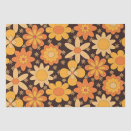 Retro Groovy Floral Patroon Geel en Oranje Tissuepapier