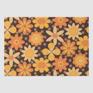 Retro Groovy Floral Patroon Geel en Oranje Tissuepapier
