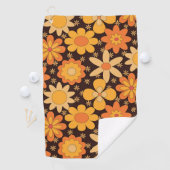 Retro Groovy Floral pattern Yellow and  Orange   Golfhanddoek (Insitu)