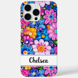 Retro Groovy Floral Personalized iPhone 16 Pro Max Hoesje