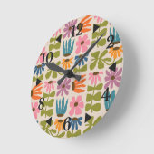 Retro Groovy Floral Ronde Klok (Hoek)
