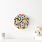 Retro Groovy Floral Ronde Klok (Huis)