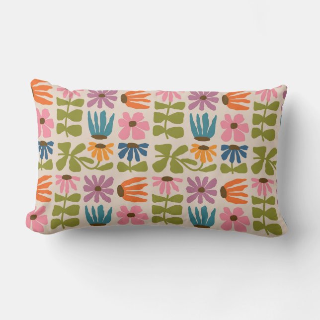 Retro Groovy Floral Sierkussen Kussen (Voorkant)