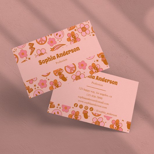 Retro Groovy Floral Visitekaartje