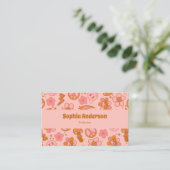 Retro Groovy Floral Visitekaartje (Staand voorkant)