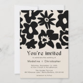 Retro Groovy Floral Wedding Kaart (Voorkant)