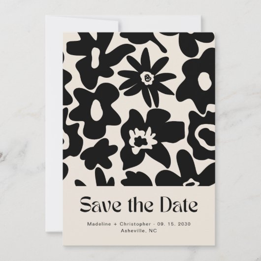 Retro Groovy Floral Wedding Save the Date (Voorkant)
