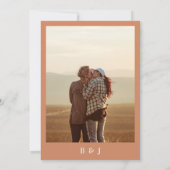 Retro Groovy Flower Pattern FotoMonogram Weddensch Kaart (Achterkant)