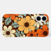 Retro Groovy Flowers Bloemen Bruin Geel Sinaasappe Case-Mate iPhone Case (Achterkant (horizontaal))