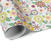 Retro Groovy Flowers Cadeaupapier (Rol Hoek)