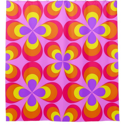 Retro Groovy Flowers Douchegordijn (Voorkant)