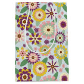 Retro Groovy Flowers Medium Cadeauzakje (Voorkant)